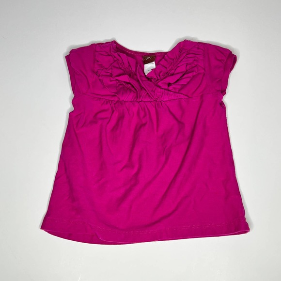 Tea Collection Top Magneta Ruffle Short Sleeve 2 - Picture 1 of 5